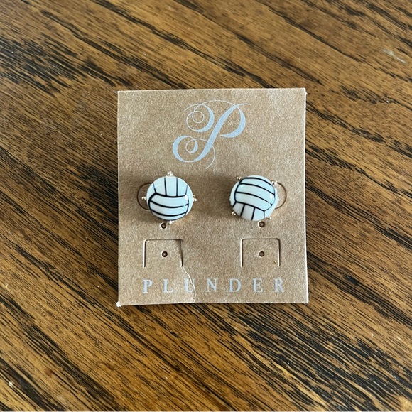 Plunder White Volleyball Stud Earrings - Picture 3 of 3